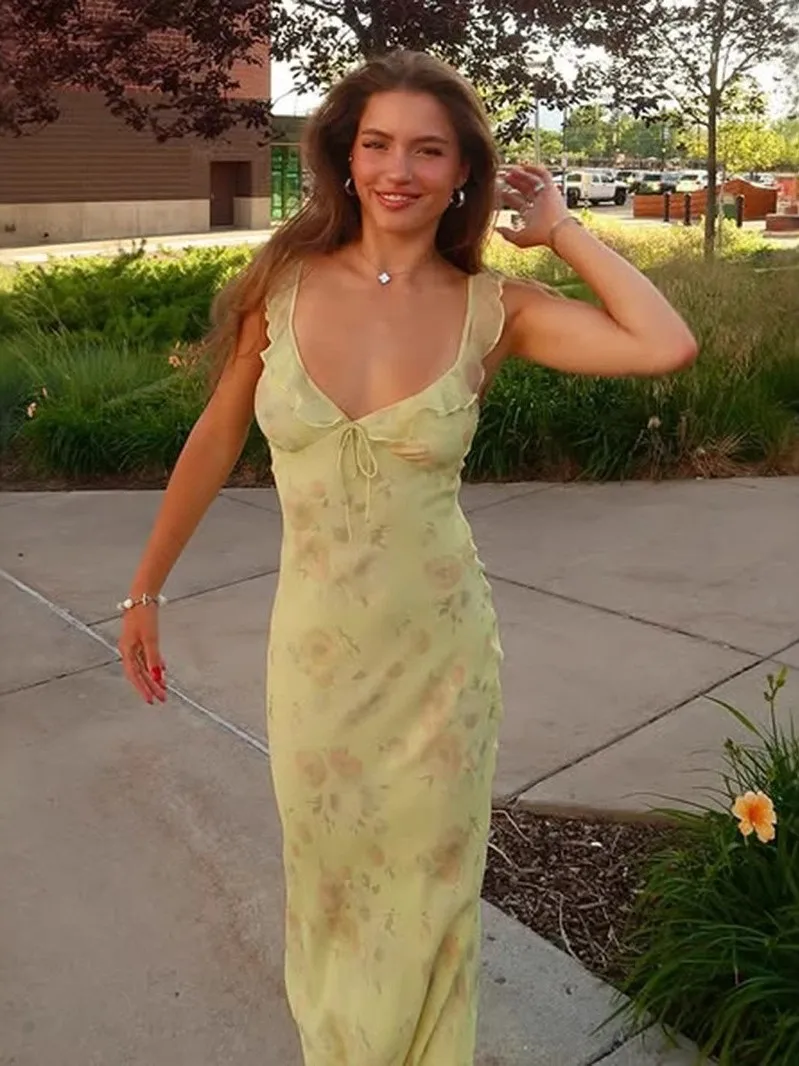 

Sexy V-ne Long Dr Waist Cinching Lace up High Waist Irregular Hemline Svel Holiday Sle Women's Dr