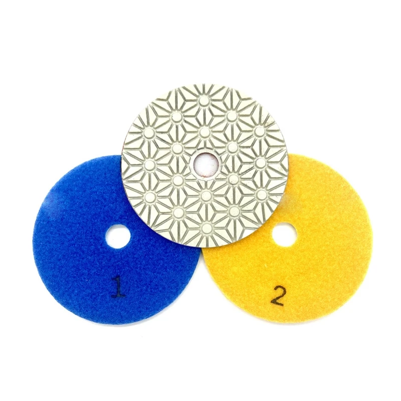 3x 4 Inch 100mm Diamond 3 Step Polishing Pads Practical Abrasive Disc Polishing Tool for Marble Concrete Glass Grinding