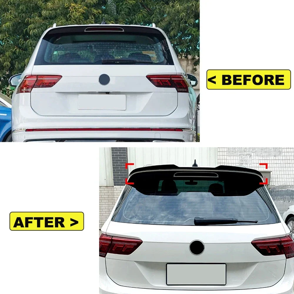 For Volkswagen Tiguan MK2 Rline 2017-2023 Car Spoiler Wing Accessorie Rear Trunk Diffuser Tail Fin BodyKit Guard Protector Cover