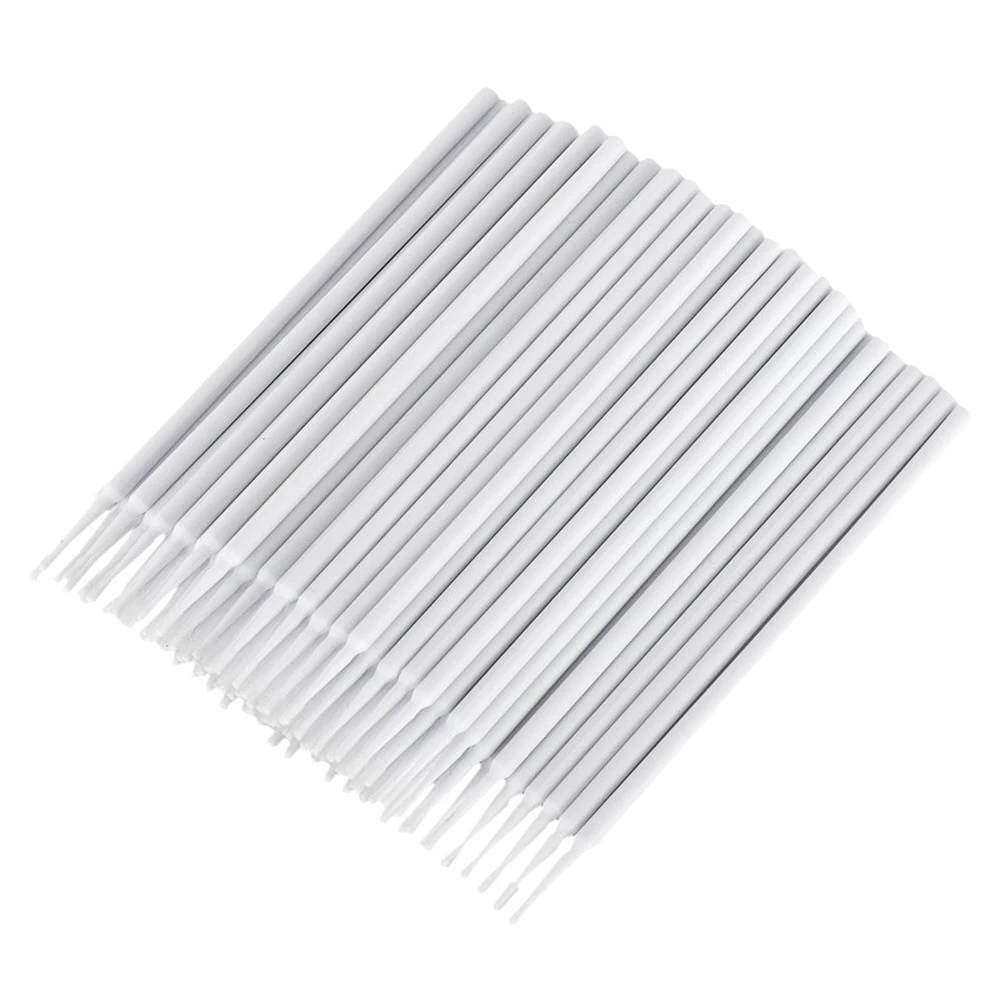 

100 Pcs Cleaning Cotton Swabs Eyelash Disposable Applicator Brush Micro White Extension