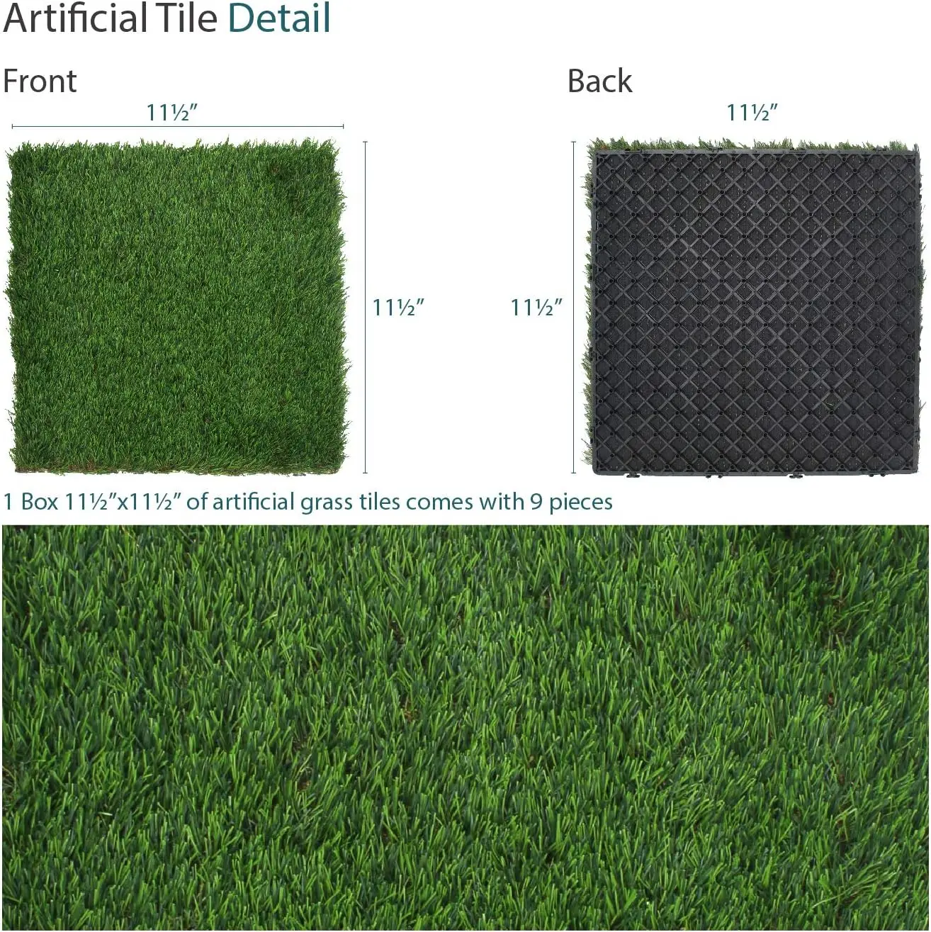 Imagem -04 - Intertravamento Artificial Grass Deck Mat Tapete Decoração para Pátio Varanda Jardim Interior Exterior Turf 12 x 12