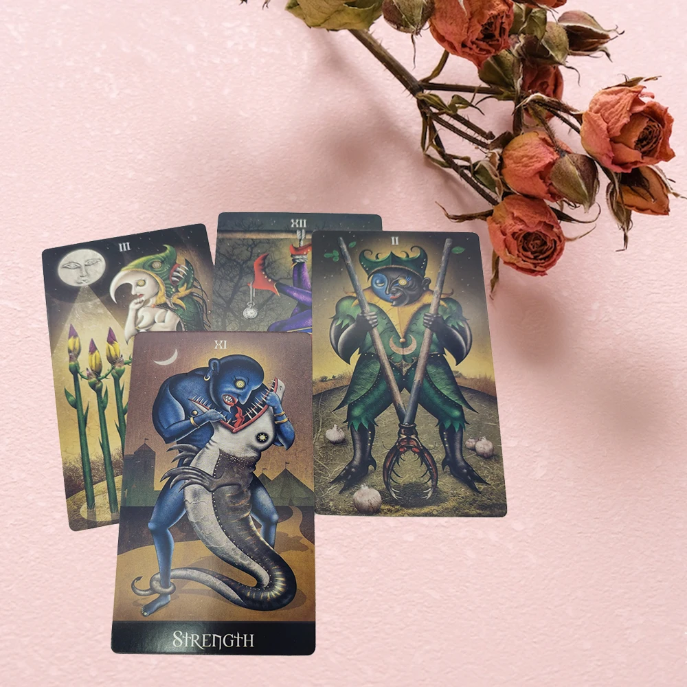 12×7CM Deviant Moon Divination Tarot: Borderless Edition Cards and Guide Book 78Cards