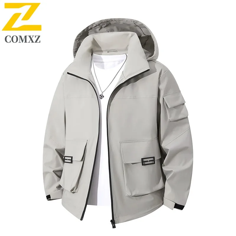 

COMXZ Мужская куртка Классическая с капюшоном для альпинизма на открытом воздухе Ветрозащитные куртки Премиум для путешествий Многофункциональная весенне-осенняя одежда