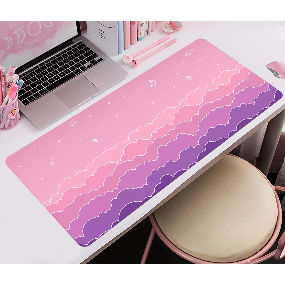 

Kawaii Pink Cute Mousepad Clouds Mouse Pad Gamer Pastel, Desk Pad Cute,Kawaii Extended Gaming Keyboard,Extra Large Desk Mat XXL