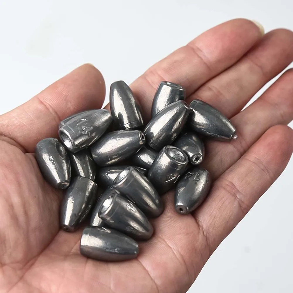ZUKIBO 20/30 Stück Bleisinker Bullet Lead Gravity Sinking Bait Fishing Texas Rigs Carolina Rigworm Soft Baitfishing Zubehör – Detail 9
