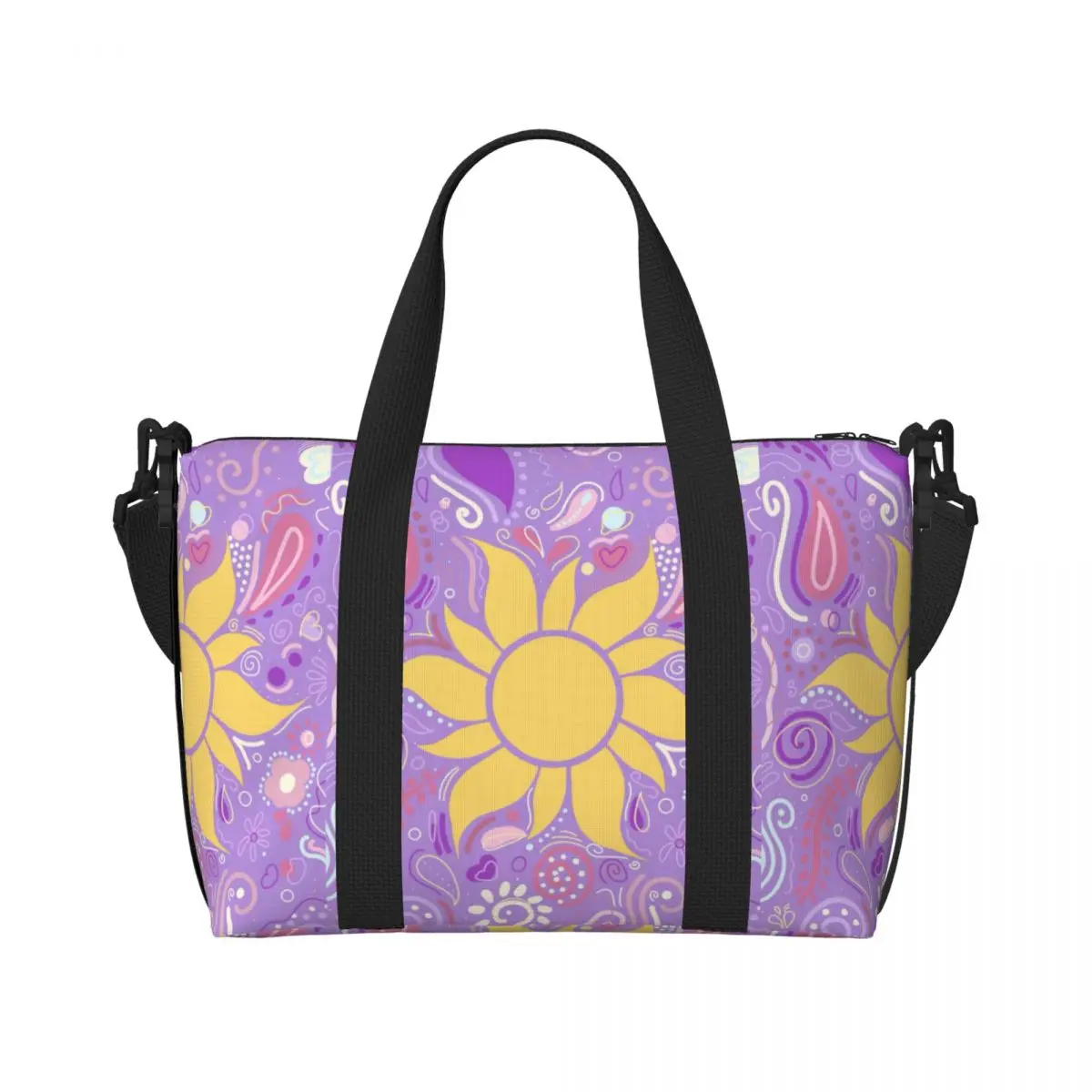 

Custom Large Princess Tangled Tote Bag for Women Cartoon Funny Shoulder Shopper Beach Gym Travel Bag