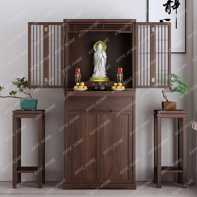 

HHНовый вертикальный шкаф для буддийского храм в китайском стиле, домашний храм, пыленепроницаемое стекло для гостиной