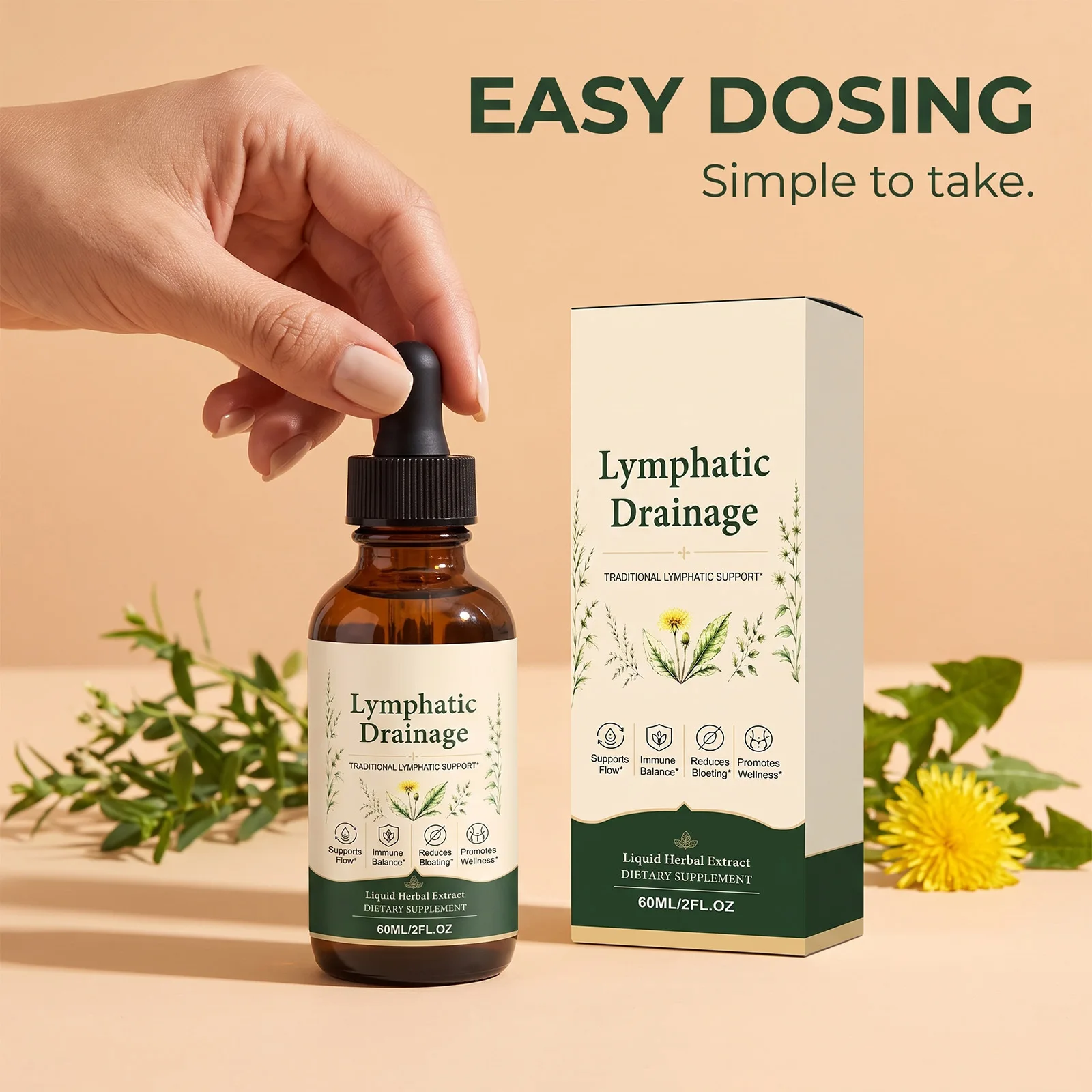Lymphatic Drainage Drops Lymph Health Boost Metabolism Fluid Balance Herbal Detox Oral Liquid