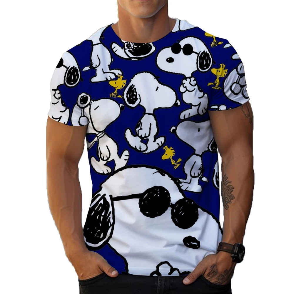 Men's and Women's Snoopy printT-shirts, Round Neck Loose Inkjet Color Scheme Summer Casual Short Sleeved Shirt 110-5XL Kids