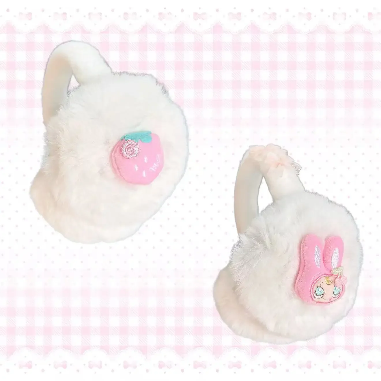 Winter New Sweet Girl Warm Suits Japanese Cute Cartoon Mp Plush Ear Muffs Scarf Gloves Three-piece Set Y2k Accessories