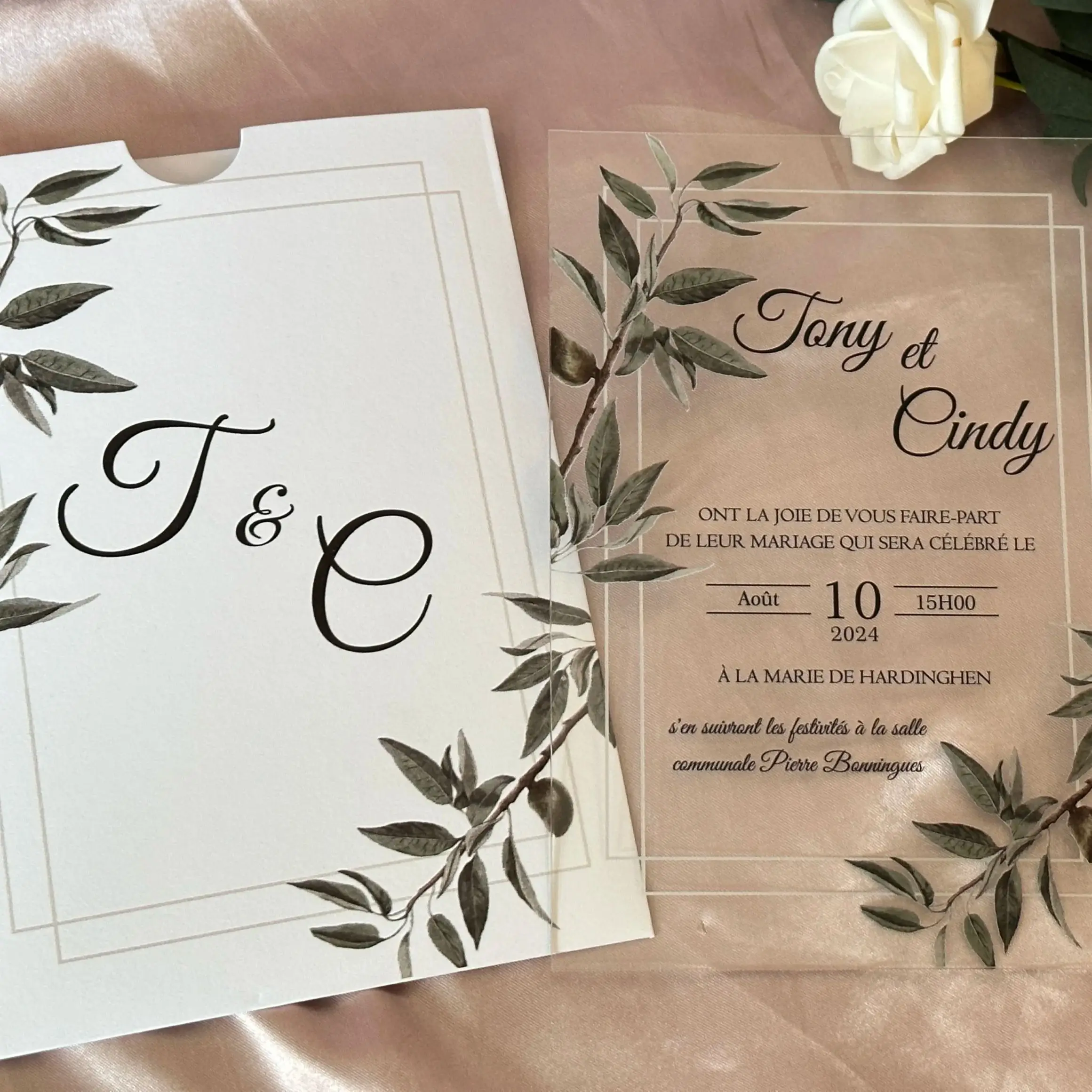 Custom Acrylic Wedding InvitationPersonalized Make Your Own Invite with Initials Envelopes for Party Decorated Gift Favor 10Pcs