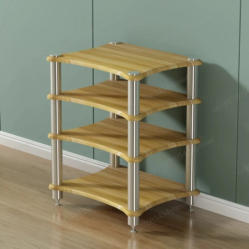 Solid Wood Metal Frame Multilayer Storage Cabinet TV Amplifier Speaker CD Display Rack - view 3