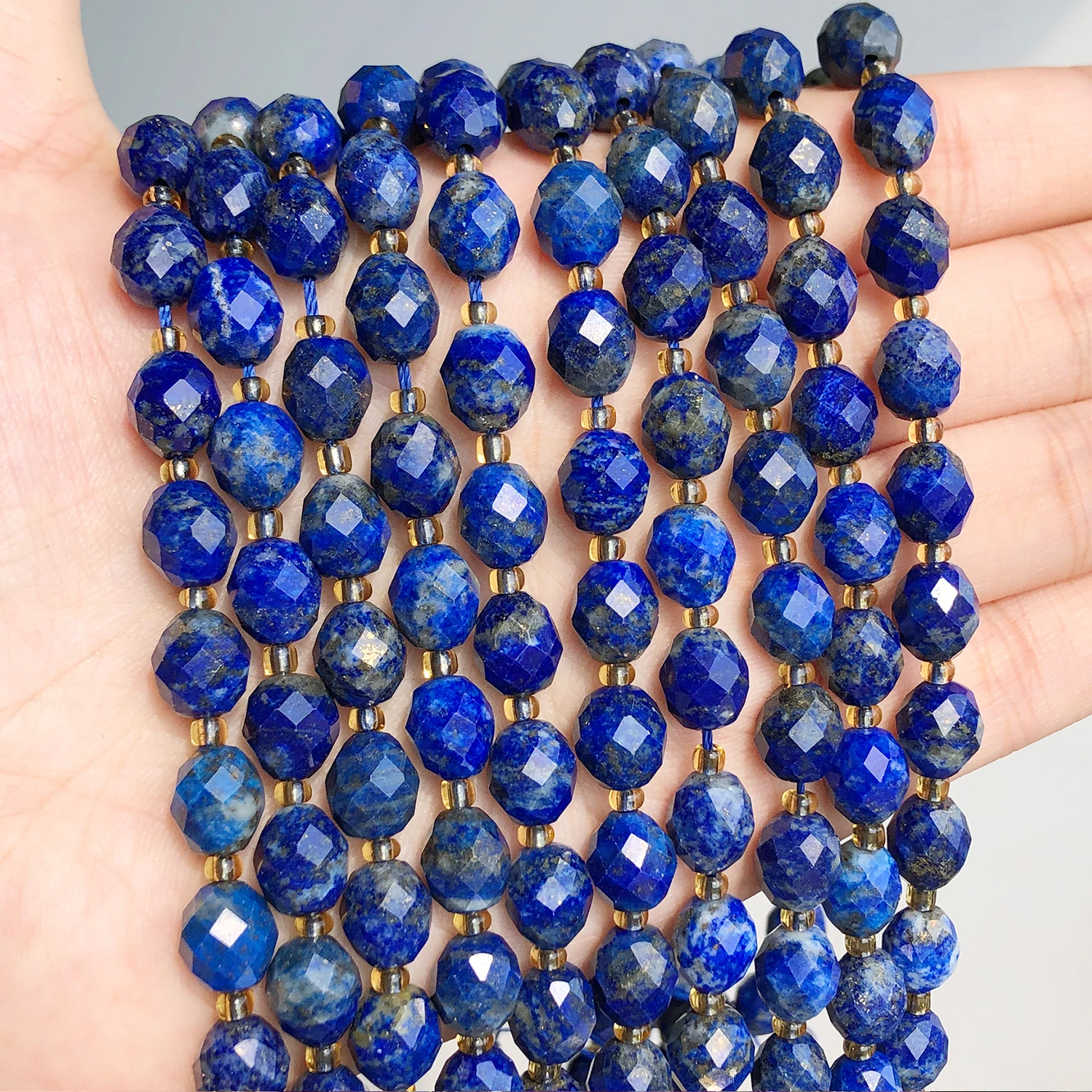 

8x7mm AAA Faceted Oval Lapis Lazuli Beads Natural Stone Blue Rice Shape Spacer Beads For Jewelry Making DIY Bracelets Accessory