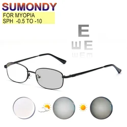 Myopia Glasses Sphere -0.5 to -10 Men Women Titanium Alloy Frame Prescription Glasses Nearsighted Astigmatism Customizable UF34