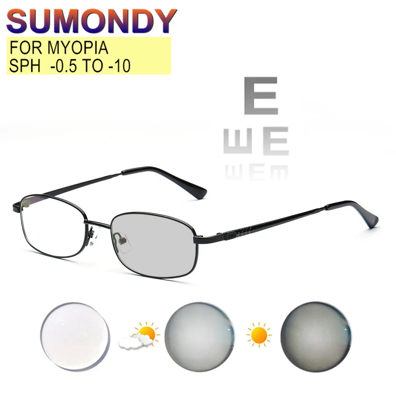 Myopia Glasses Sphere -0.5 to -10 Men Women Titanium Alloy Frame Prescription Glasses Nearsighted Astigmatism Customizable UF34