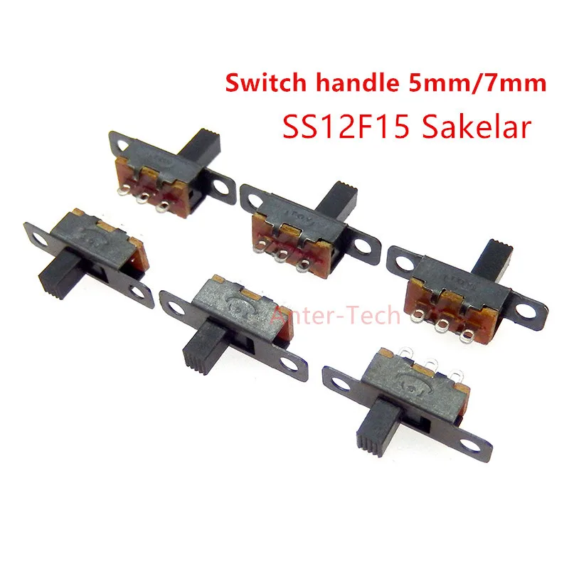 10PCS Buah 50V 0.5 A SS12F15 Sakelar Geser SPDT Hitam Ukuran Mini untuk Proyek Elektronik Daya DIY G5 1P2T Gagang Sakelar Pengal