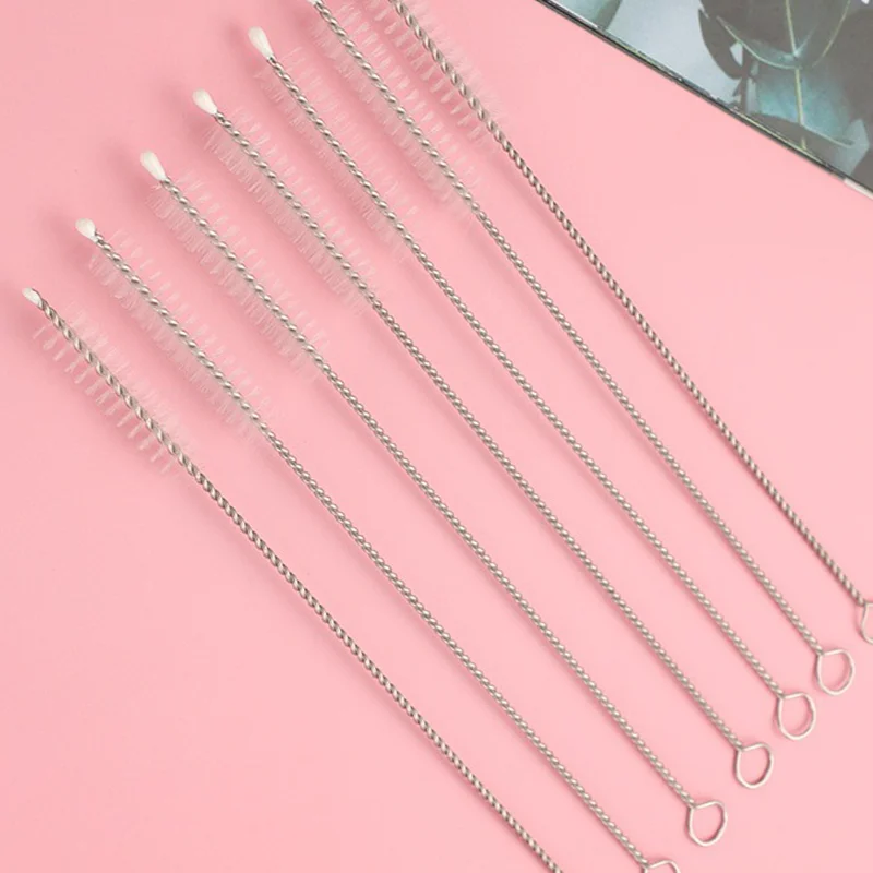 5/10PCS Edelstahl Weiches Haar Saug Glas Rohr Reiniger Pinsel Werkzeuge Aquarium Stroh Flasche Reinigung Pinsel lange Stroh Pinsel