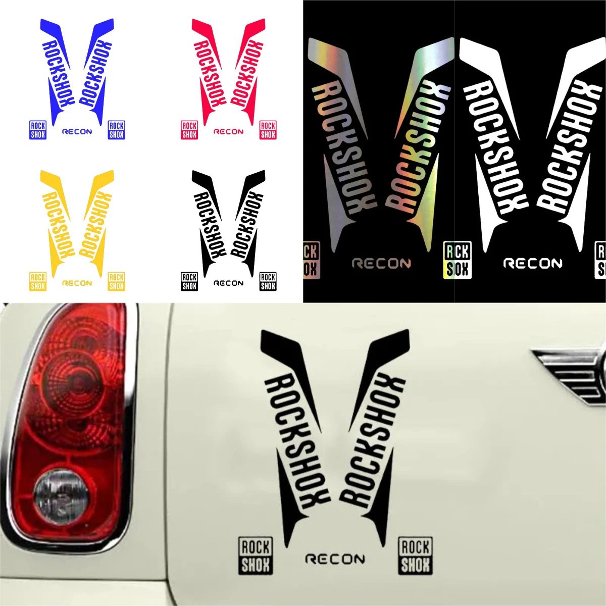 

RockShox RECON MTB Stickers for Car Motorcycle Helmet - Waterproof UV Resistant Vinyl Decals DOT Certified Bicycle Accessories