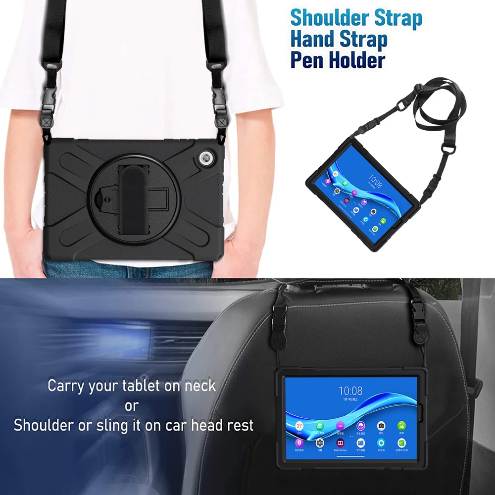 Strap Case for Lenovo Tab M10 Plus 10.3 TB-X606F 3rd Gen 10.1 TB-328FU X306F M8 8506F P11 J606F Pro TB-J706F Heavy Duty Cover image 3