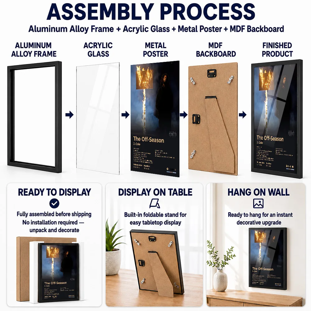 J. Cole - The Off-Season Album Cover Metal Poster With Aluminum Alloy Frame Personalized Cinematic Wall Art For Listening Lounge