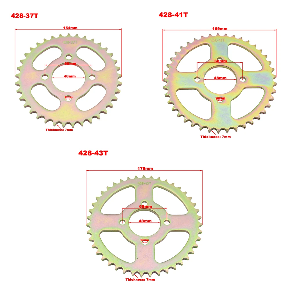 428 37T/41T/43T， 116 section transmission chain kit suitable for 125cc 150cc 200cc 250cc go kart UTV off-road vehicle
