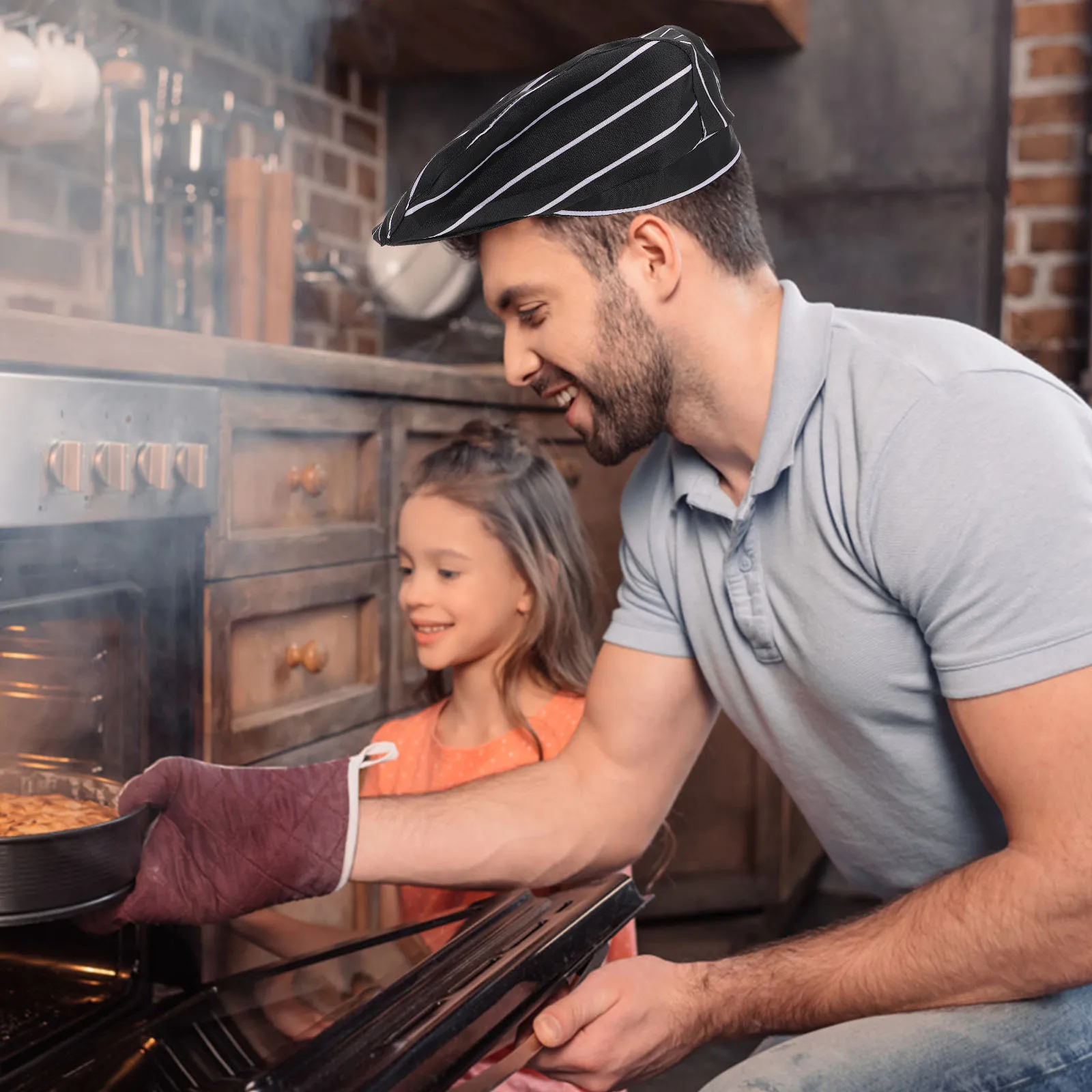 Czapka kucharska bawełniana unisex do pracy w kuchni dla kucharzy, piekarzy, kelnerów, cateringu, studentów, na grilla, do kawiarni, uniform