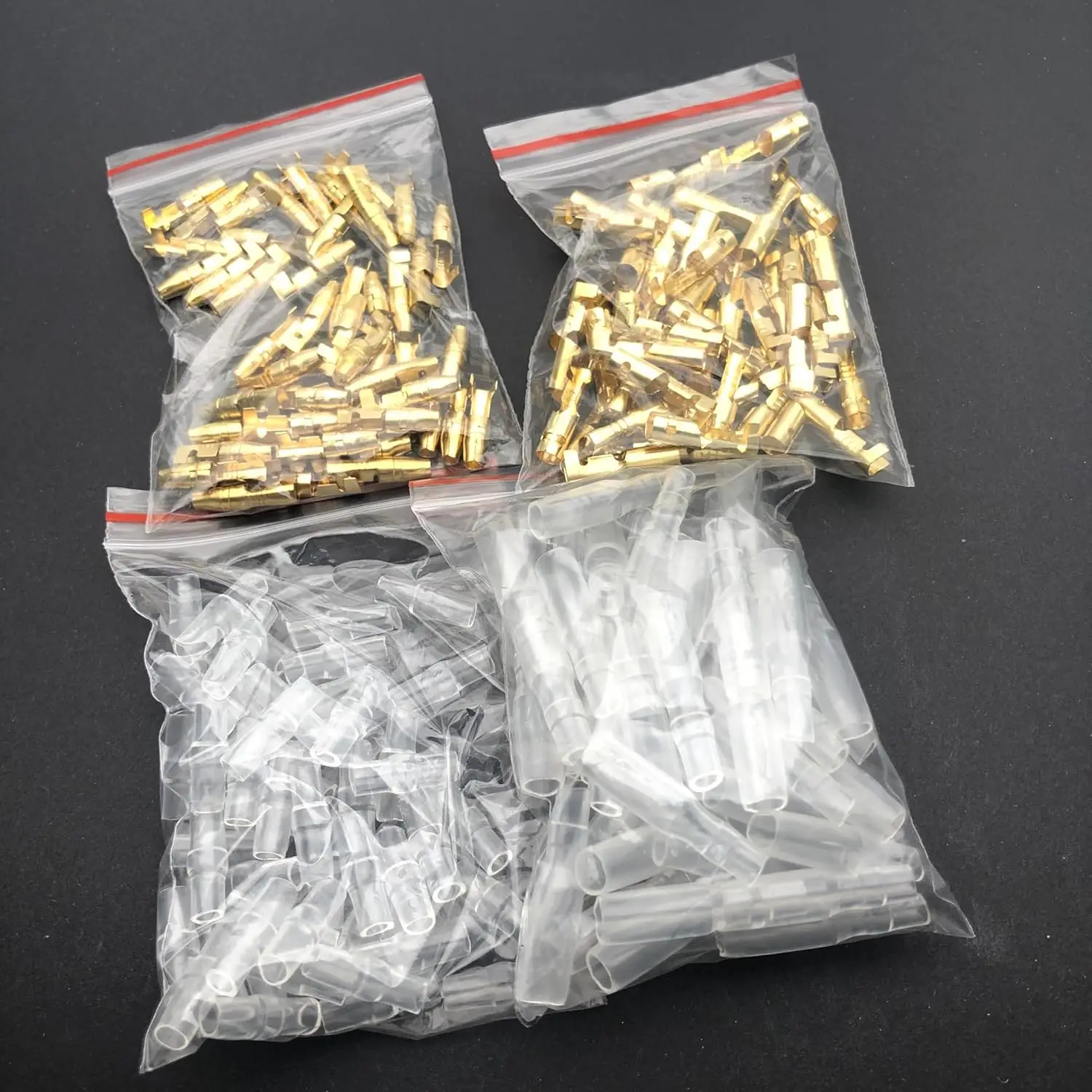 200PCS 3.9mm Bullet Connectors Kit Brass Bullet Male & Female Wire Terminals Connector with Insulation Cover for Motorcycle Moto