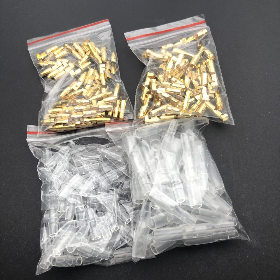  200PCS 3.9mm Bullet Connectors Kit Brass Bullet Male & Female Wire Terminals Connector with Insulation Cover for Motorcycle Moto 