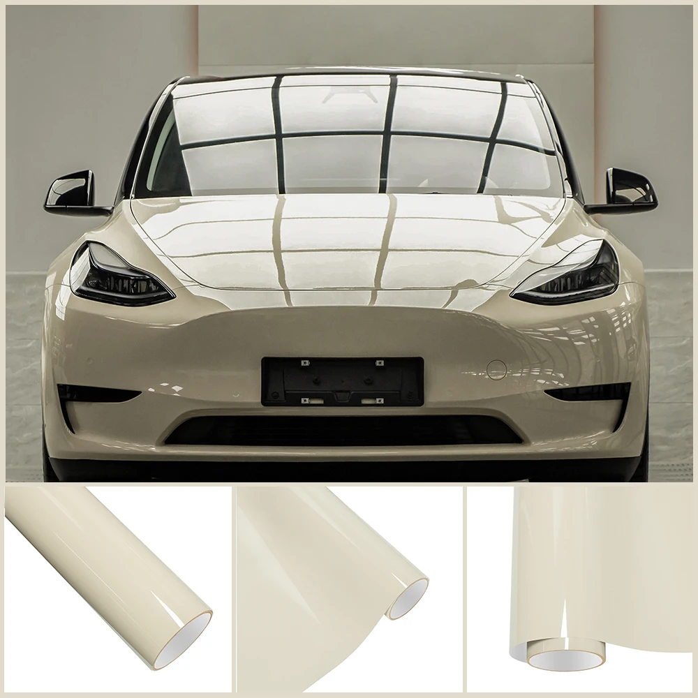 

Crystal Glossy Sahara Yellow PET Wrap Vinyl Film Car Whole Body Protective Cover Sticker DIY Color Decal Auto Tuning Accessories