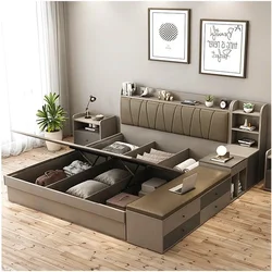 Najnowszy zestaw mebli do sypialni oszczędzający miejsce King Size Modern Queen Double Tatami Led Bed Designs Frame Luxurious With Storage