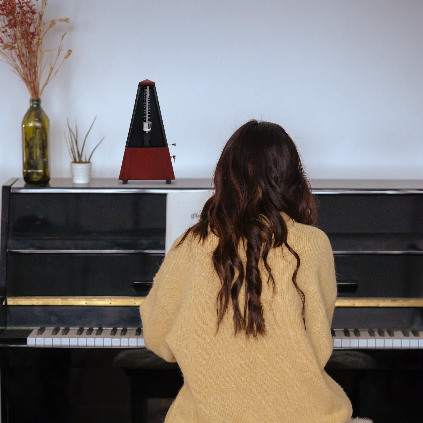 

1pc Wooden Tower Mechanical Metronome High-Quality Teak Stable Rhythm Practice For Guitar Music Training Musical Instrument