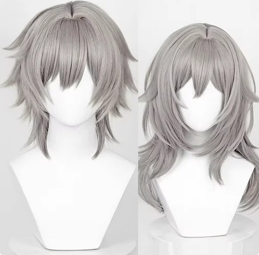 Game Honkai: Star Rail Trailblazer Caelus Stelle Cosplay Wigs with Bangs Synthetic Long Short Straight Gray Hair Wig for Party