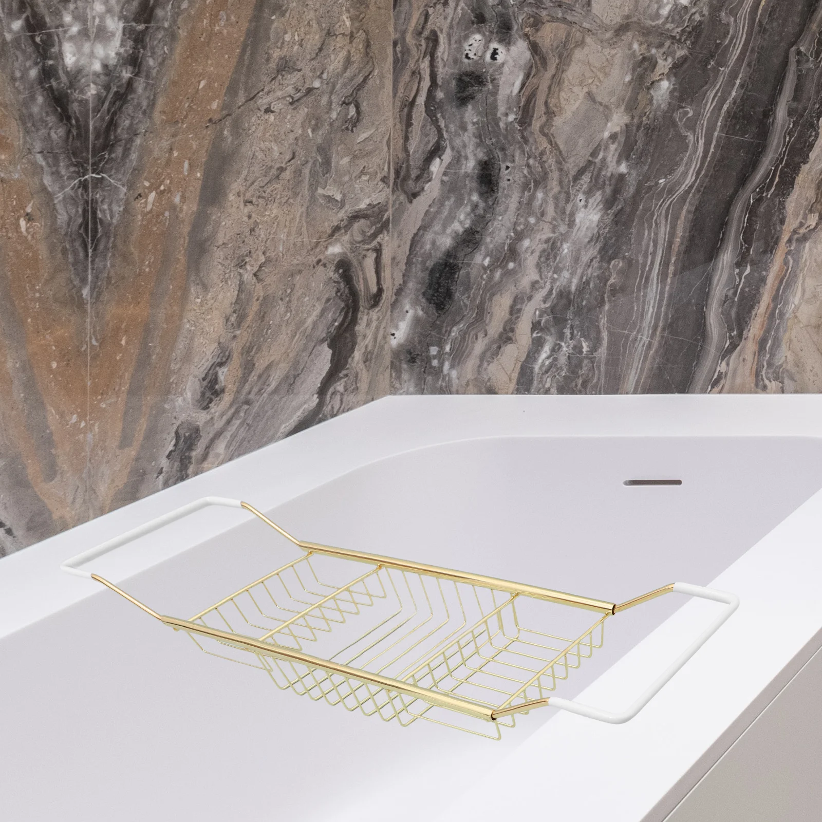 

Telescopic Bathtub Rack Shelf Adjustable Bath Tray Stand Holder for Reading and Storage Home Bathtub Tray with Self Support