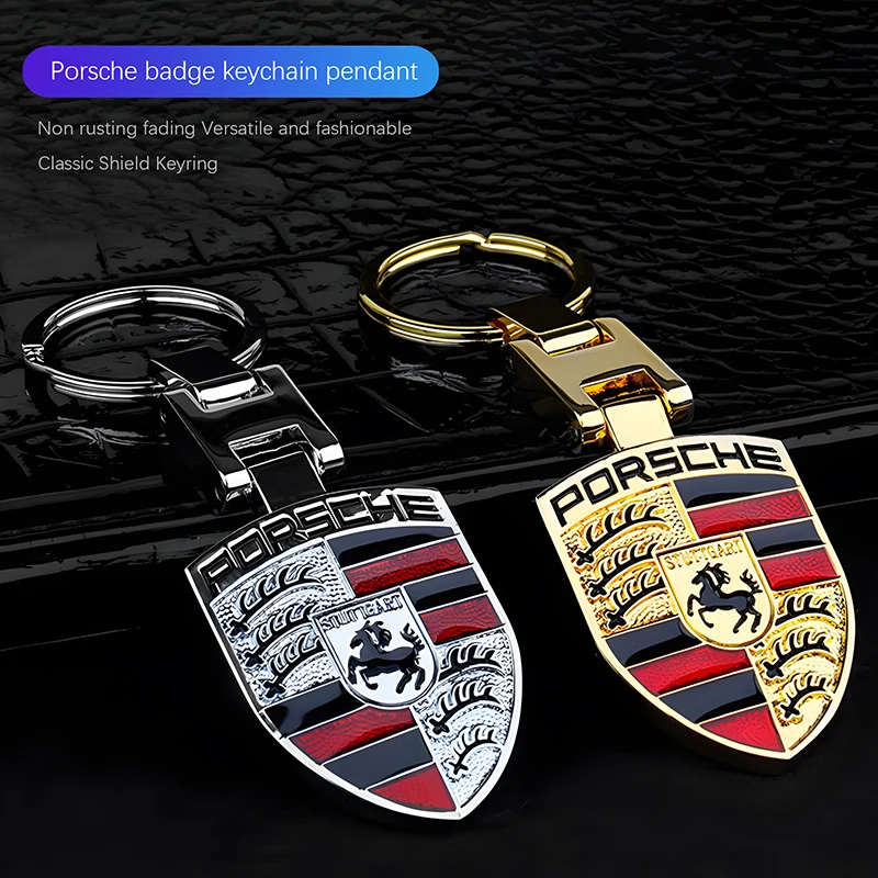 Car Badge Key Pendant Keyring Keychain Accessories For Porsche Cayenne Panamera Macan 911 718 Taycan Boxster Cayman 918 Pajun