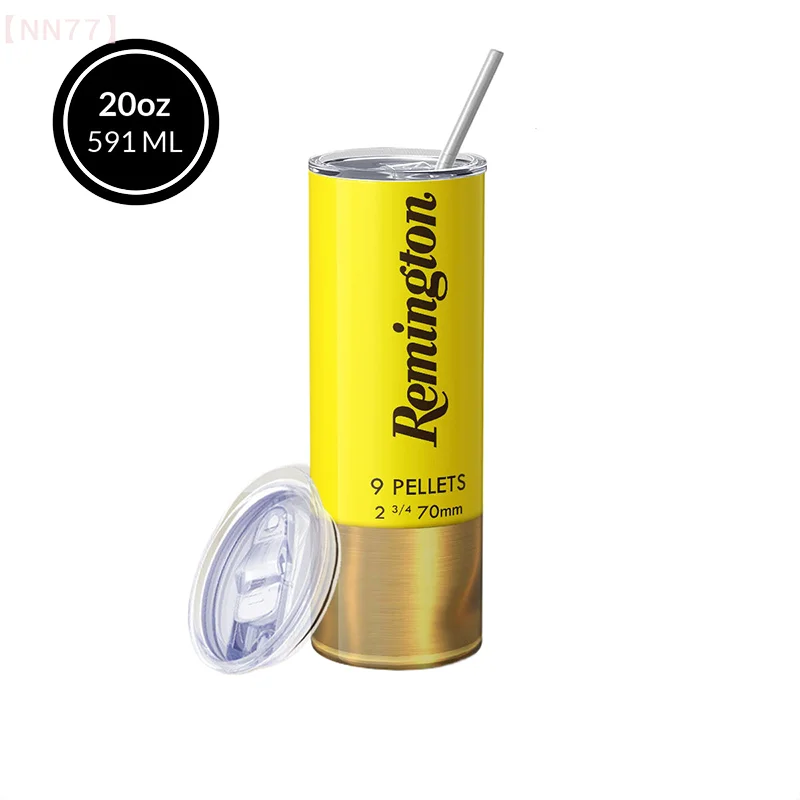 Чашка-термос Remington Bullet Pattern с соломинкой, изолированный стакан из нержавеющей стали на 20 унций с крышкой, новые соломенные чашки для улицы