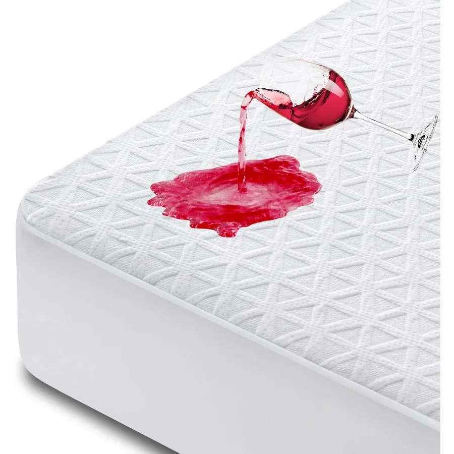 

Водонепроницаемая защита матраса премиум-класса размера Queen с дышащей 3D воздушной тканью для комфорта охлаждения, гладкая мягкая поверхность, шум...