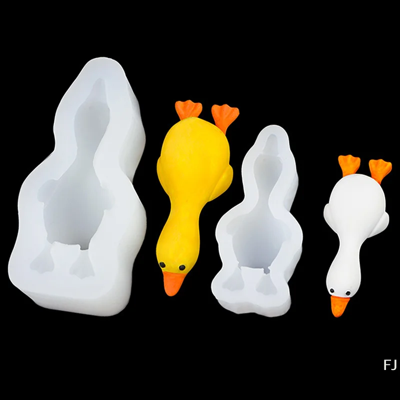 [YU] 3D mignon canard forme Silicone moule bricolage bougie parfumée plâtre savon polymère argile résine moule à la main cuisson chocolat gâteau moule