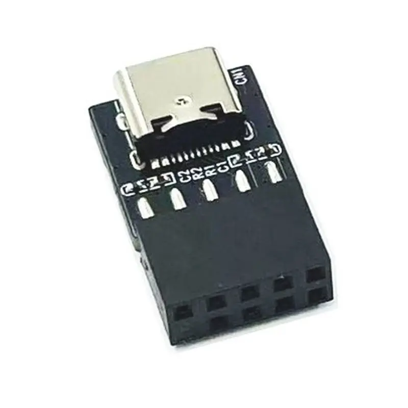 AU61-2X USB 2.0 9-Pin To Type-C Female Adapter Converter - Compact PC Internal Type-C Port Expansion For U-Disk Bluetooth