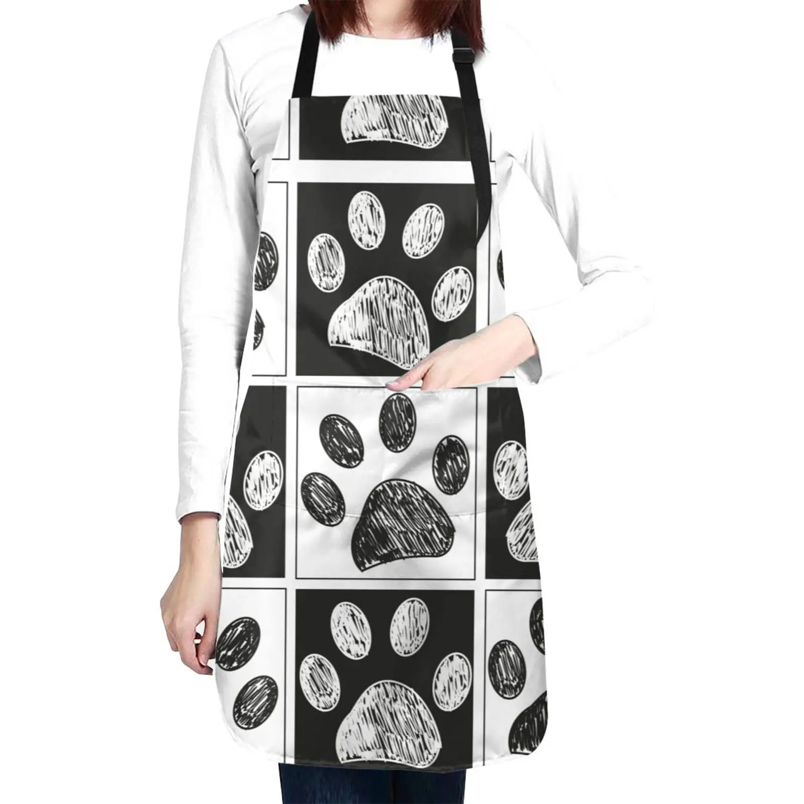 Boston Terrier Bulldog Aprons for Women with Pockets, Birthday Christmas Gifts for Chef Cooking Kitch BBQ