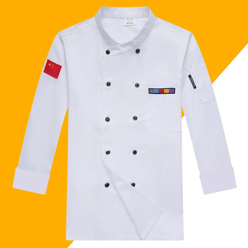 Chef's work clothes, men's long sleeved autumn and winter clothes, kitchen clothes, restaurant, hotel chef's clothes, short