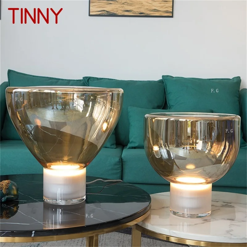 TINNY Modern Table Lamp Nordic Simple Glass Desk Light LED Living Room Study Home Decor Bedside