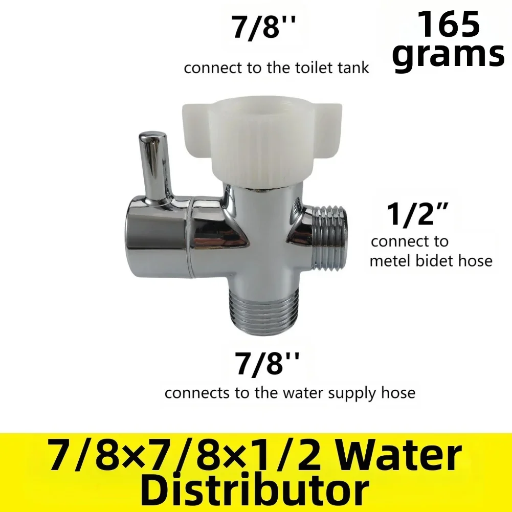 Bidet T Adapter With Shut Off Valve 3 Way Brass T-valve  For Bidet 7/8''X 7/8''X 1/2'' Tee Connector Toilet Attachment