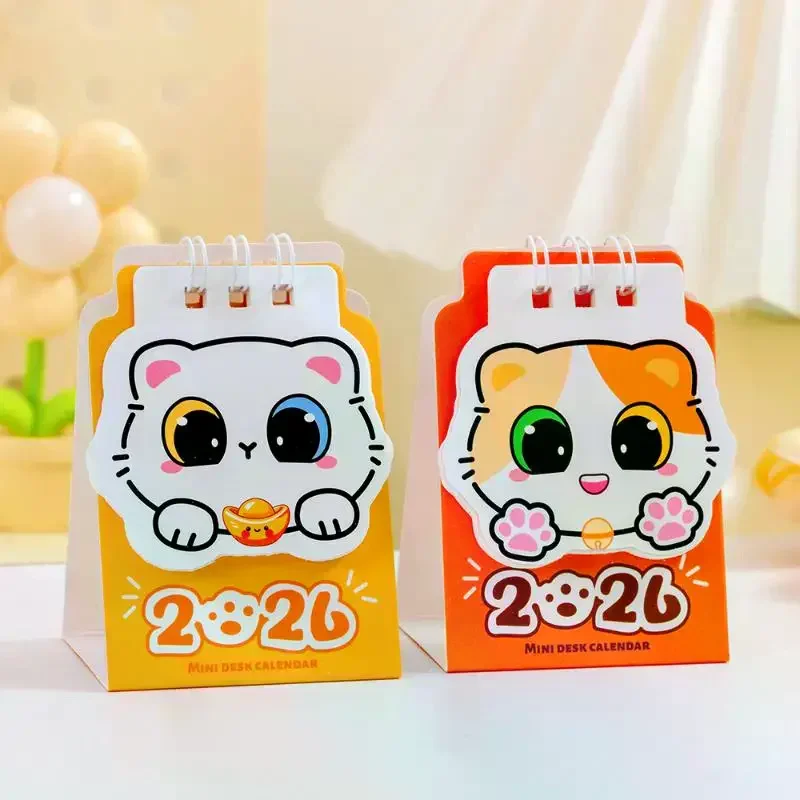 

1Pcs 2026 Cartoon Cat Desk Calendar Portable Pocket Calendar Schedule Desktop Decoration Office School Supplies Student Gift