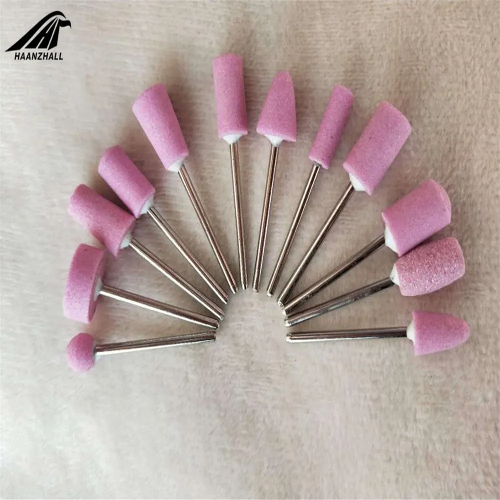12pcs Mini Nail Punta Del Trapano Set Quarzo Utensili Abrasivi Elettrico Punta Del Trapano s Unghie artistiche Attrezzature 2.35 3/32 Rosa testa di rettifica Strumento kit