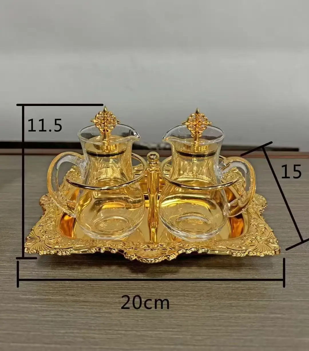 Catholic Etiquette Blessing Holy Wine Set Brass Gilded Base Glass Wine Bottle For Ritual Eucharist Church Supplies
