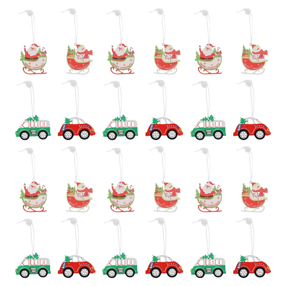 

24Pcs Xmas Tree Wood Hanging Ornaments Christmas Decorations Party Props Holiday Scene Decor Christmas Hanging Ornament