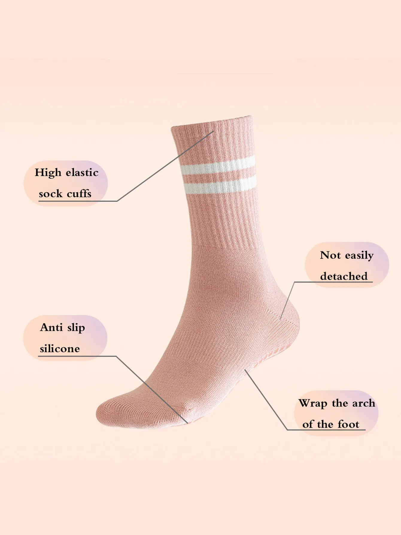 2 pairs of yoga socks, women's mid length socks, spring and autumn fitness socks, anti slip floor socks, sports socks