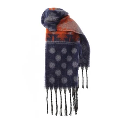 Winter Long Soft Warm Tartan Check Scarves Wraps for women Scarf Dots Print Tassel Shawl Long Stole