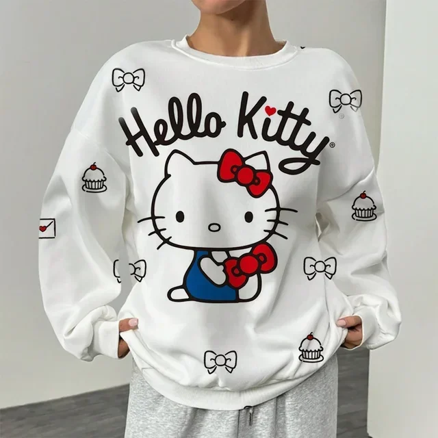 المرأة 3D مطبوعة هوديي الخريف الشتاء لطيف الكرتون جولة الرقبة البلوز طويلة الأكمام عارضة فضفاض أعلى الملابس