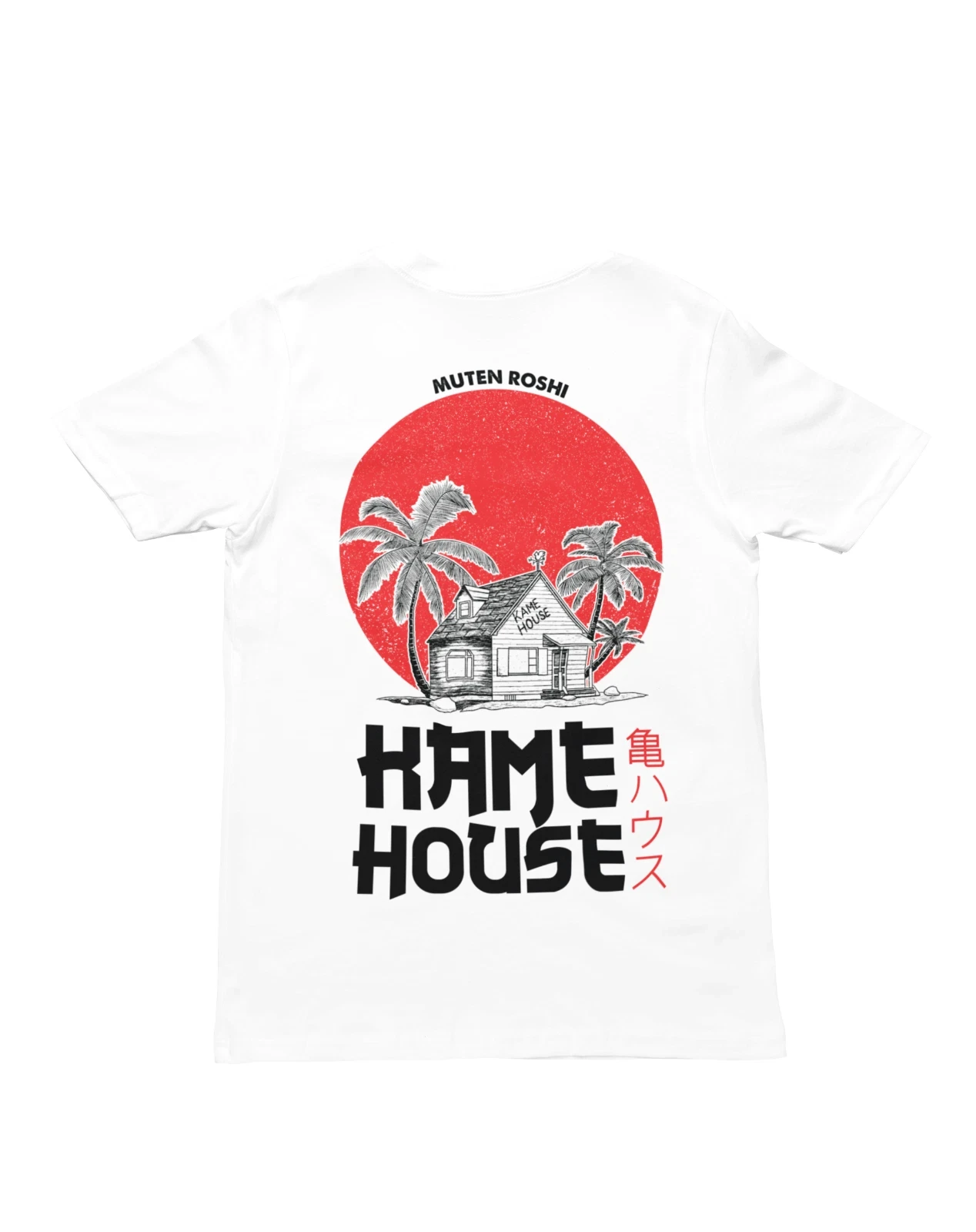 

2026 Dragon Ball T-shirt with Design on The Back. Features No Turtle Spirit and Kame House. Men's Pure Cotton T-shirt